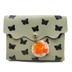 Women's Indian Sling Bag With Zig Zag Print Fur Ball Design - myStore20202019