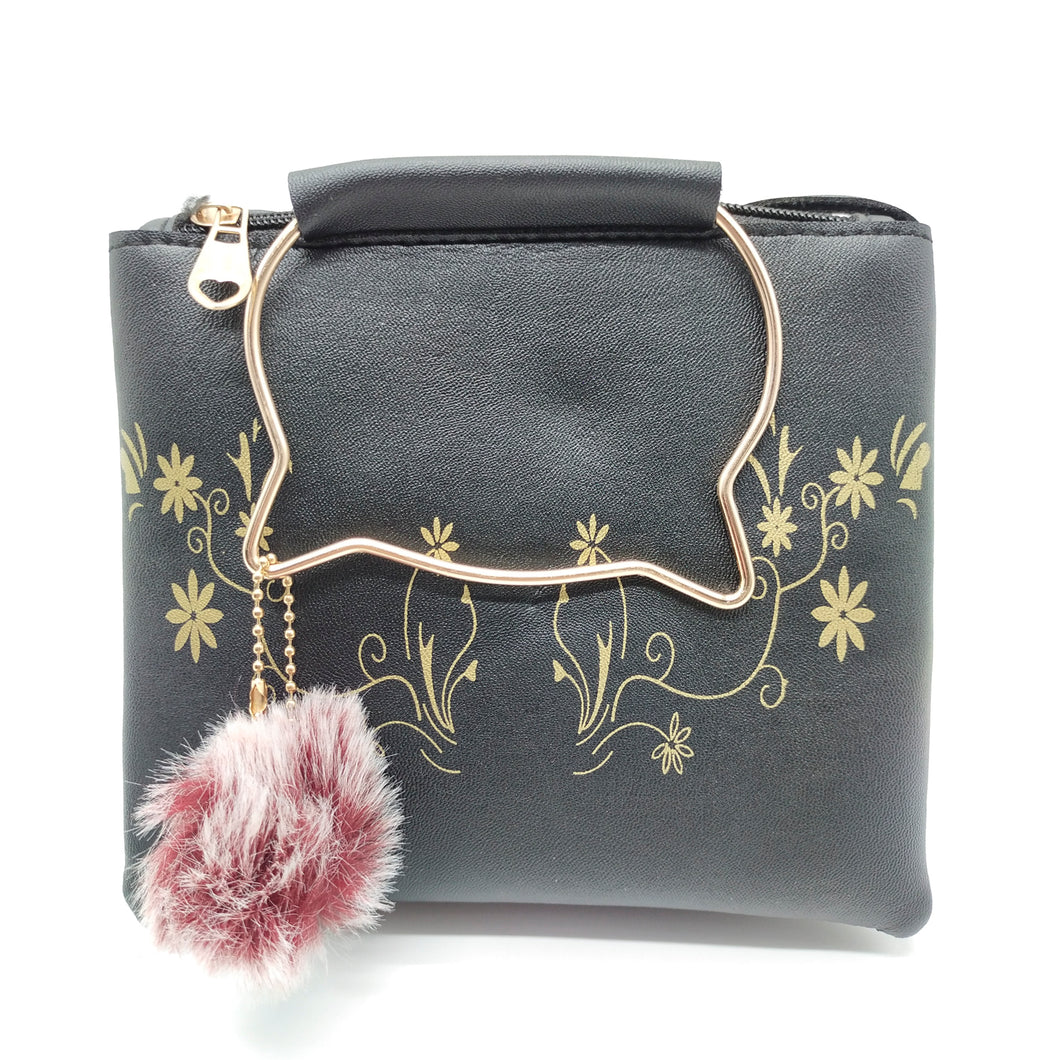 Women's Indian Sling Bag With Cat Handle Flower Climber Print Design - myStore20202019
