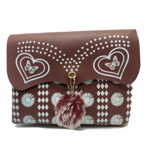 Women's Indian Sling Bag With Heart Butterfly Print Design - myStore20202019