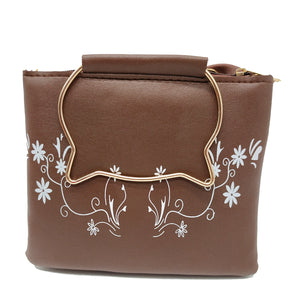 Women's Indian Sling Bag With Cat Handle Mini Flowers Print Design - myStore20202019