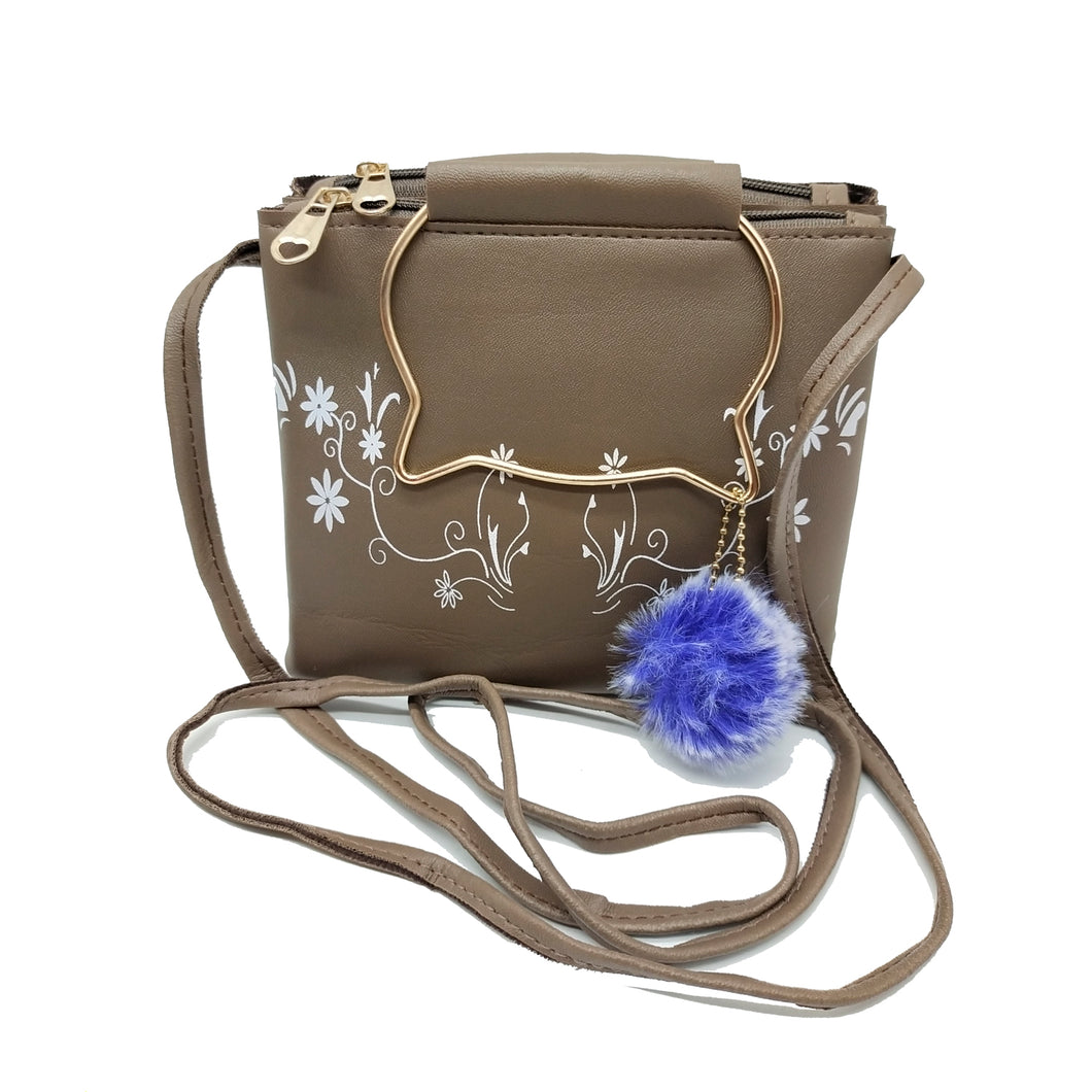 Women's Indian Sling Bag With Cat Handle Mini Flowers Print Design - myStore20202019