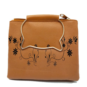 Women's Indian Sling Bag With Cat Handle Mini Flowers Print Design - myStore20202019