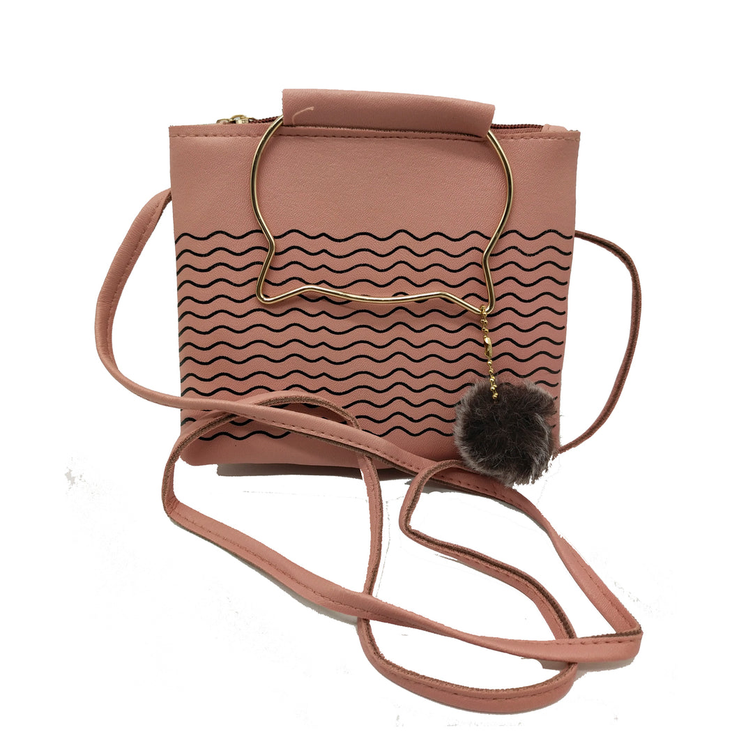 Women's Indian Sling Bag With Cat Handle Wave Print Design - myStore20202019