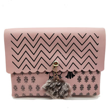 Load image into Gallery viewer, Women&#39;s Indian Sling Bag With Zig Zag Print Fur Ball Design - myStore20202019
