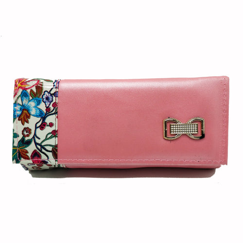 Women's Indian Wallet With Flowers Stripe Bow Fitting Design - myStore20202019
