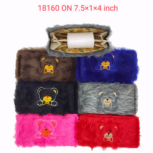 Women's Indian Wallet With Fur Material With Teddy Embroidery - myStore20202019