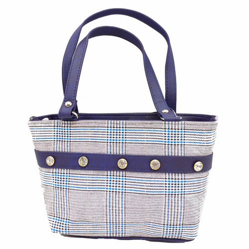 Women's Mini Handbag With Checks Print Stone Fitting - myStore20202019
