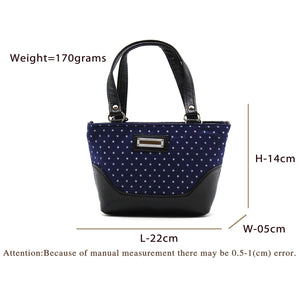 Women's Mini Handbag With Denim Diamond Print - myStore20202019