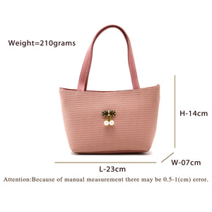 Women's Mini Handbag With Wave Line Pearl Fitting Design - myStore20202019
